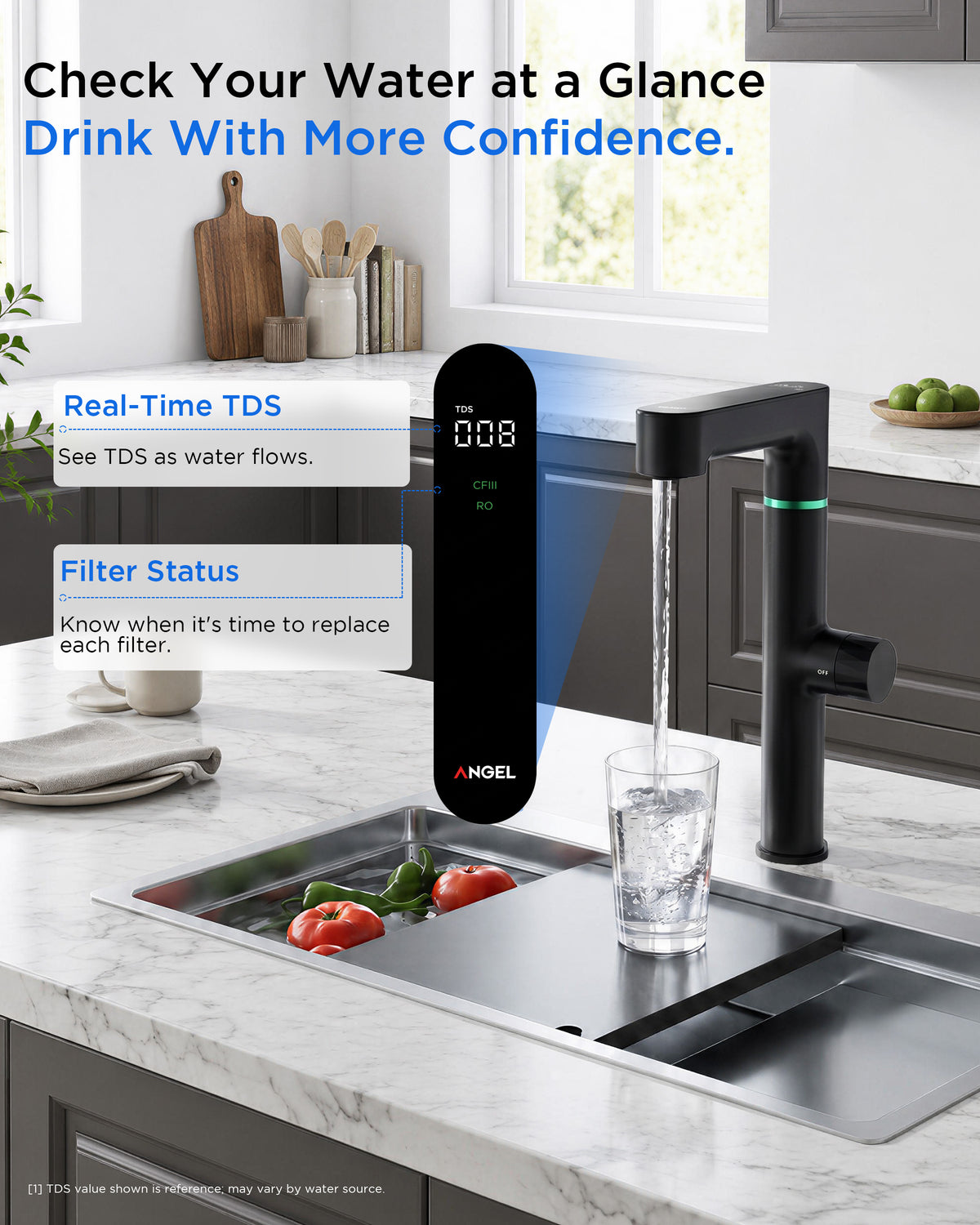 ANGEL X4 Tankless Reverse Osmosis Water Filter System, Under Sink RO Filter | 1000 GPD High Flow, Smart TDS Display, NSF/ANSI 58/42/372 Standards, 3:1 Pure-to-Drain, Reduces 99%PFAS, Lead, Chlorine